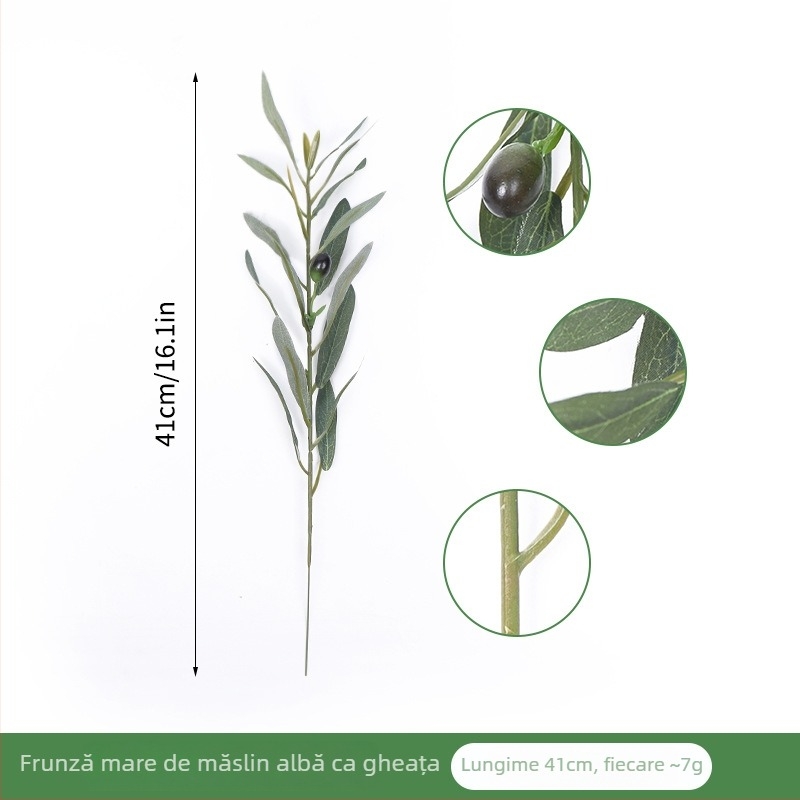 Ramură unică de frunză de măslin pentru decor de casă, cu frunze artificiale și fructe