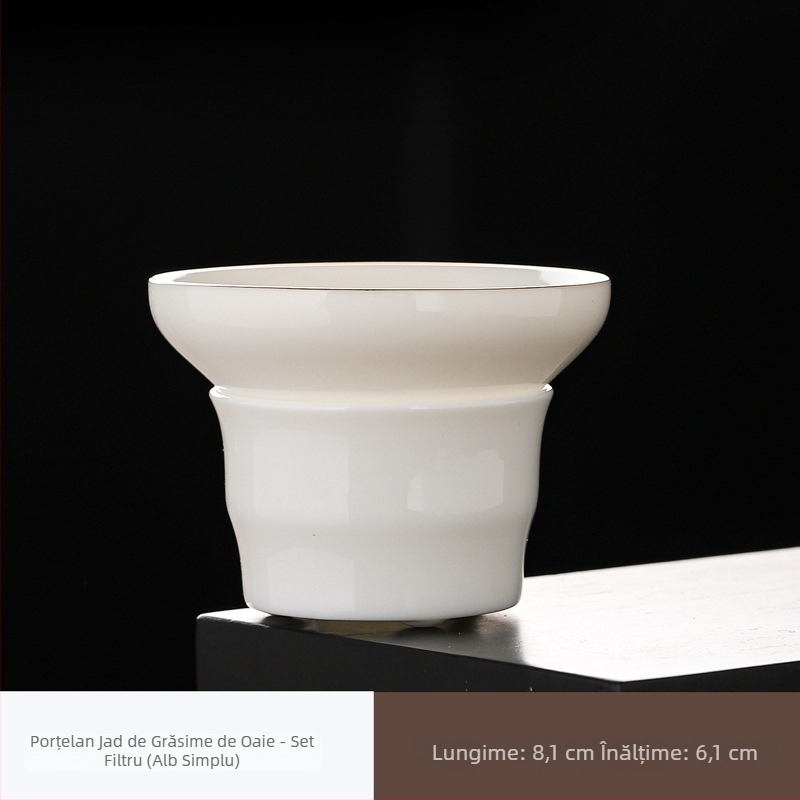 Set filtru ceai Dehua Cream Jade, ceramică pentru ceremonia ceaiului, filtru din fibră nețesută, pentru uz casnic