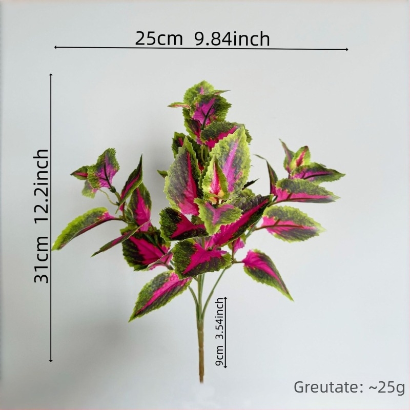 Plantă artificială cu frunze purpurii de perilla și frunză verde, floare de mătase, decor de perete de fundal, 30–100 cm