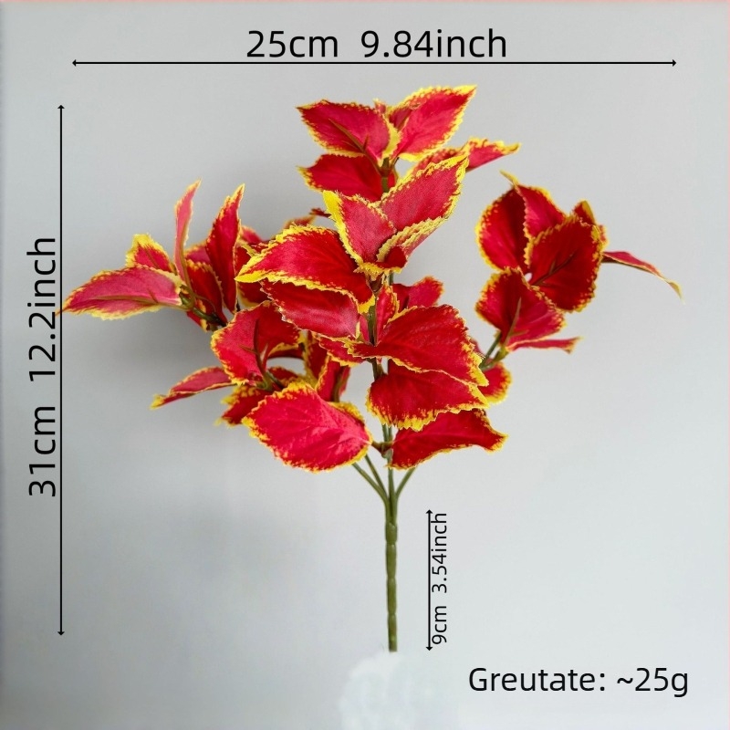 Plantă artificială cu frunze purpurii de perilla și frunză verde, floare de mătase, decor de perete de fundal, 30–100 cm