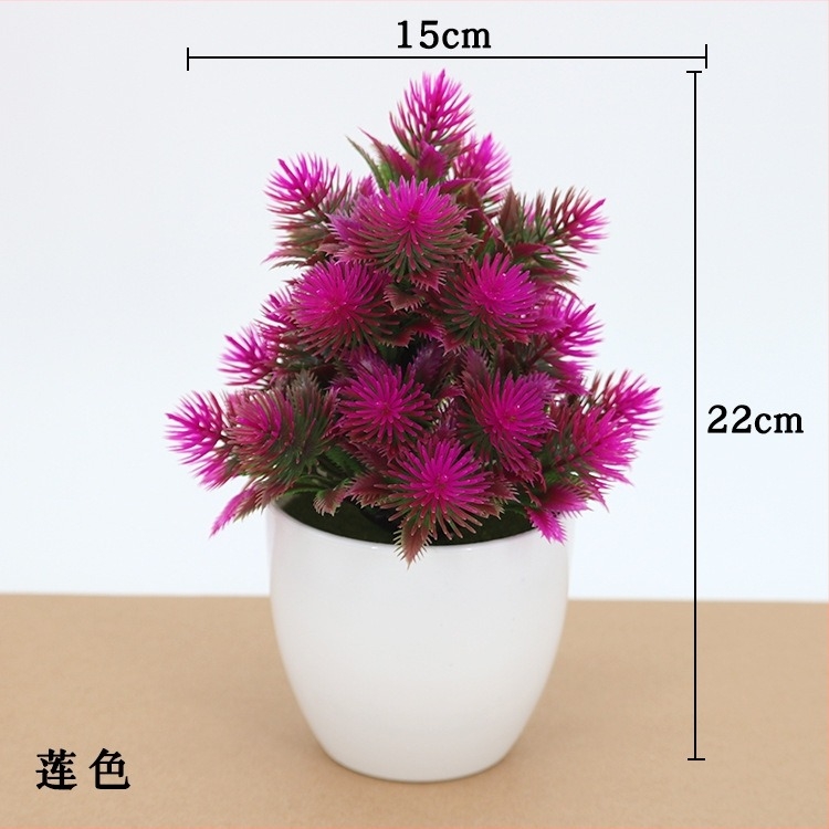 Plantă artificială miniaturală în ghiveci din plastic pentru decor de birou, arbore decorativ/bonsai