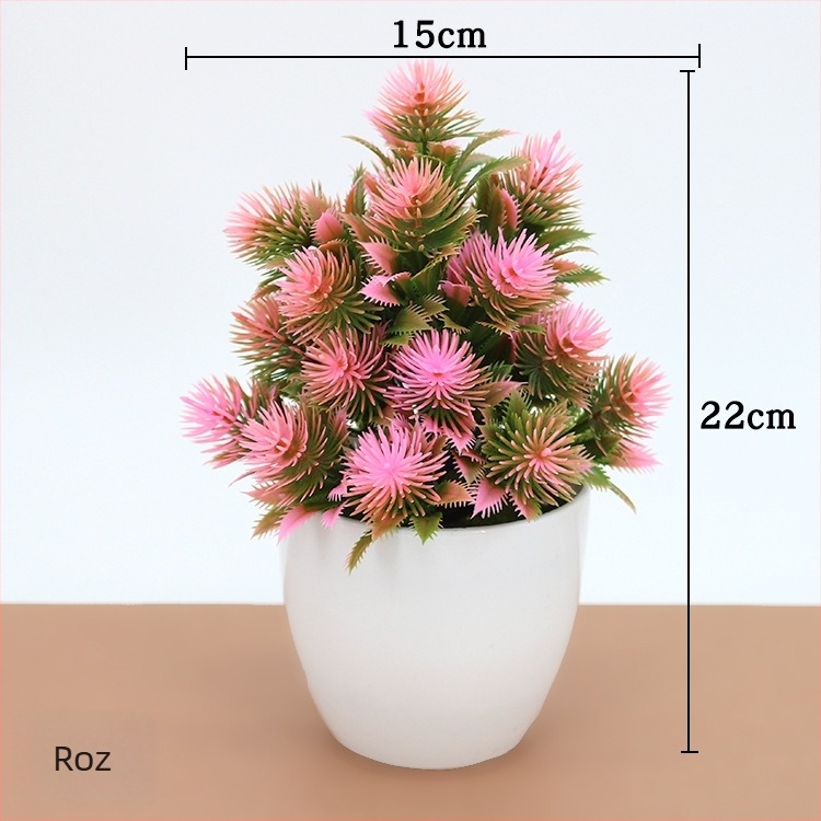 Plantă artificială miniaturală în ghiveci din plastic pentru decor de birou, arbore decorativ/bonsai