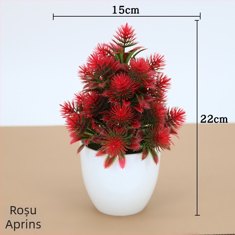 Plantă artificială miniaturală în ghiveci din plastic pentru decor de birou, arbore decorativ/bonsai
