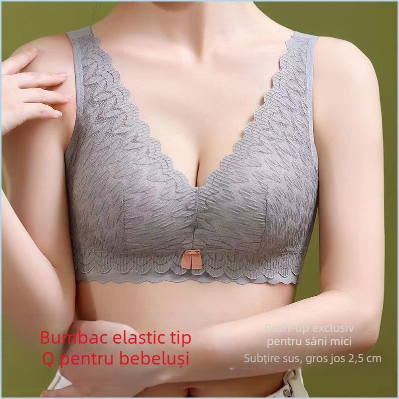 Aifang 9867 Sutien fără sârmă, cupă modelată pentru sâni mici, confortabil, închidere cu patru rânduri de cârlige, femei