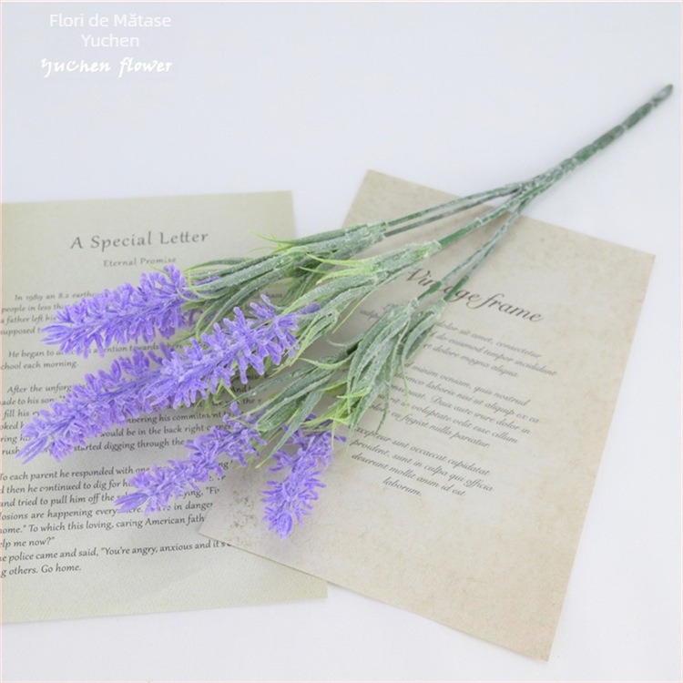 Buchet artificial cu 7 ramuri de lavandă, tulpini realiste, decor pastoral pentru evenimente și fotografie de nuntă