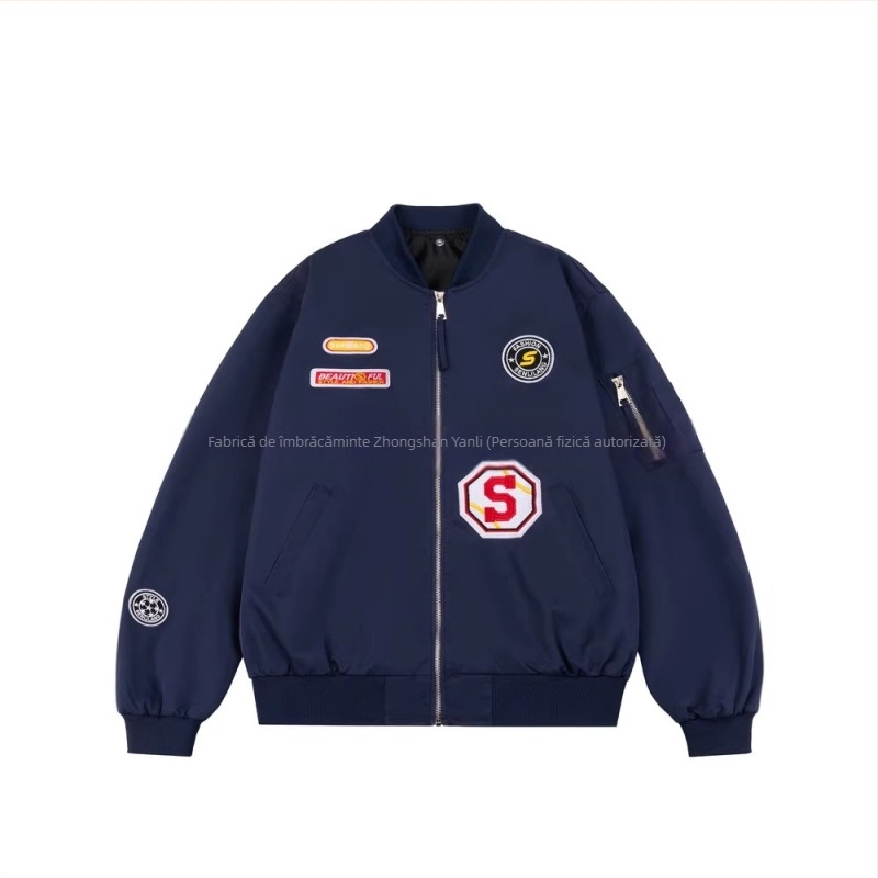 Geacă pilot pentru tineri personalizată pentru bărbați, primăvară-toamnă stil bomber american retro, casual ușoară