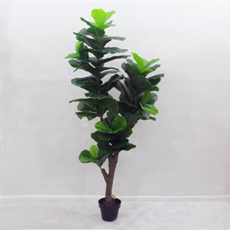 Ficus lyrata artificial în ghiveci, plantă verde de interior pentru sufragerie și vitrină