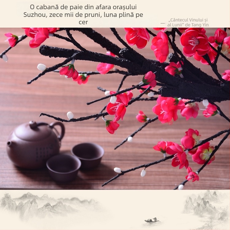 Ramuri artificiale cu flori de prune pentru decor de casă și de nuntă