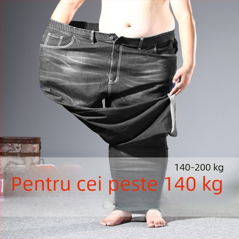 Toamnă 2021 Blugi pentru bărbați în plus, croială dreapta-slim, elastici, denim din bumbac