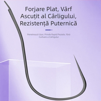 Set de 40 cârlige curb cu vârfuri ascuțite, cârlig dublu, fir scurt anti-nod, legat manual pentru tracțiune puternică