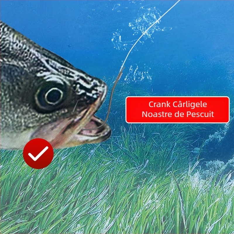 Set de 40 cârlige curb cu vârfuri ascuțite, cârlig dublu, fir scurt anti-nod, legat manual pentru tracțiune puternică