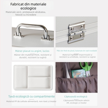 Cutie medicală din aluminiu cu lacăt, cu mai multe straturi, pentru uz casnic și trusă de prim ajutor în aer liber