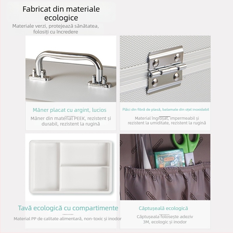 Cutie medicală din aluminiu cu lacăt, cu mai multe straturi, pentru uz casnic și trusă de prim ajutor în aer liber
