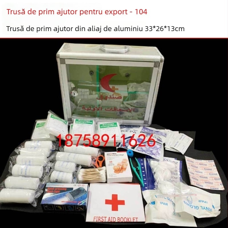Kit mare de prim ajutor din aliaj de aluminiu cu sticlă, cu lacăt