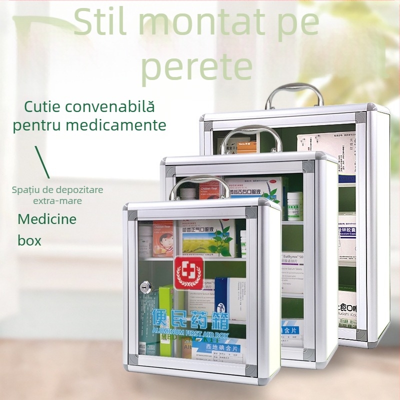 Kit medical portabil cu opțiune de montare pe perete — dulap de medicamente pentru casă din aliaj de aluminiu