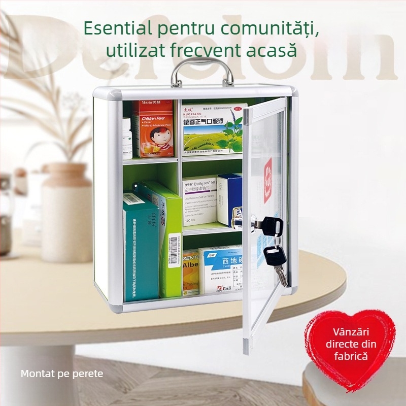 Kit medical portabil cu opțiune de montare pe perete — dulap de medicamente pentru casă din aliaj de aluminiu