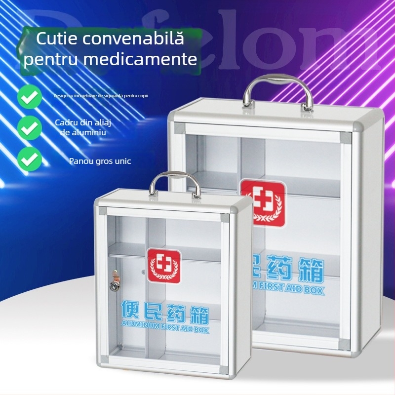 Kit medical portabil cu opțiune de montare pe perete — dulap de medicamente pentru casă din aliaj de aluminiu