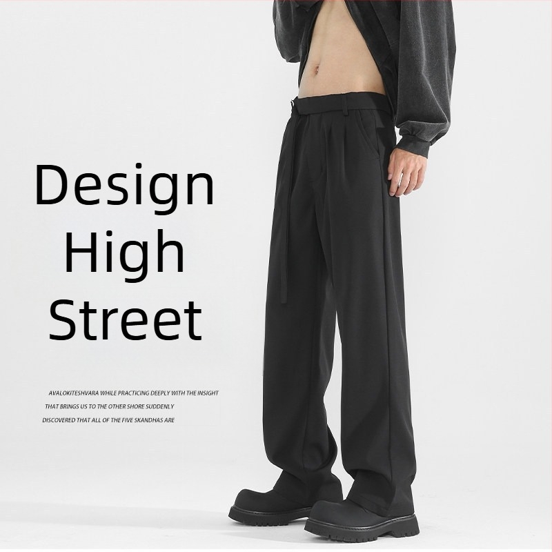 Pantaloni de costum în vrac pentru bărbați și femei, primăvară‑toamnă, largi, drepți, croială lejeră, drapaj, alungind silueta, casual, elastici