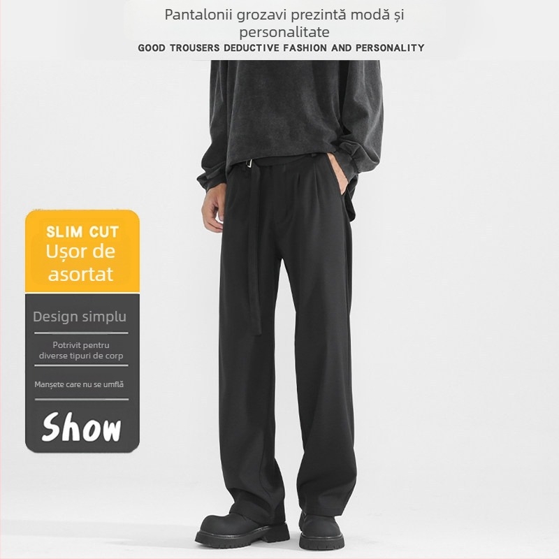 Pantaloni de costum în vrac pentru bărbați și femei, primăvară‑toamnă, largi, drepți, croială lejeră, drapaj, alungind silueta, casual, elastici
