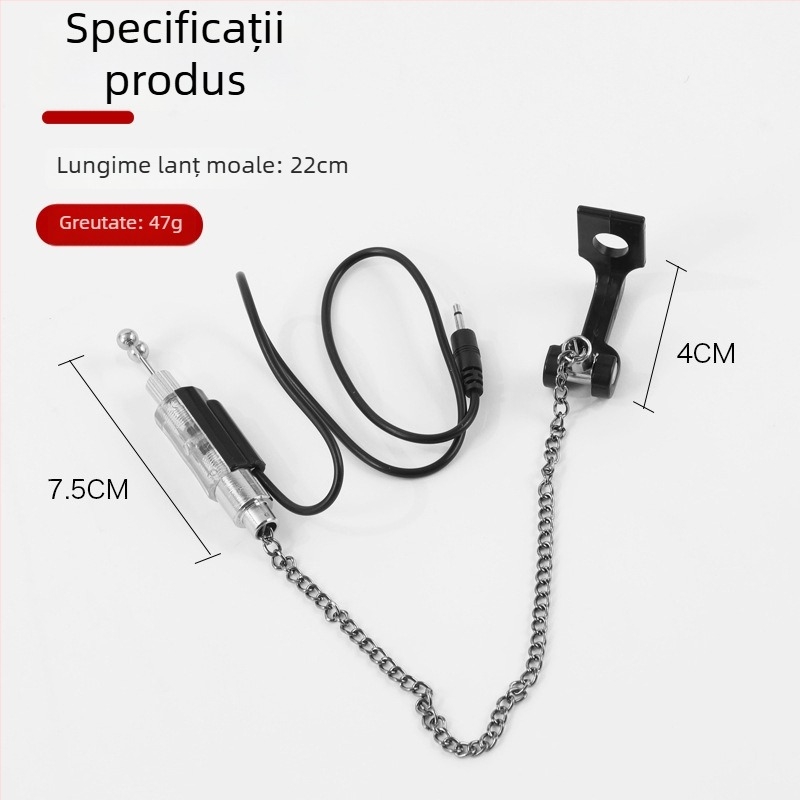 Set de alarmă pentru undițe cu suport de undiță, sonerie electronică, lanț moale și balansier pentru pescuit în larg