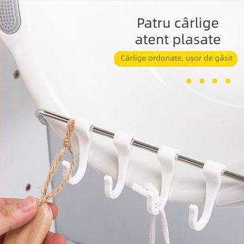 Raft de depozitare pentru chiuvetă, montat pe perete, din oțel inoxidabil, pentru baie și bucătărie