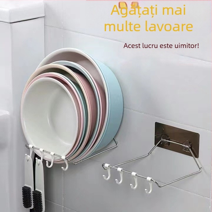 Raft de depozitare pentru chiuvetă, montat pe perete, din oțel inoxidabil, pentru baie și bucătărie