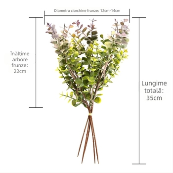 Buchet artificial de eucalipt pentru decor acasă și la nuntă, aranjament de perete cu trandafiri