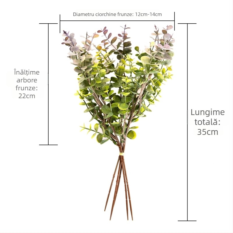 Buchet artificial de eucalipt pentru decor acasă și la nuntă, aranjament de perete cu trandafiri