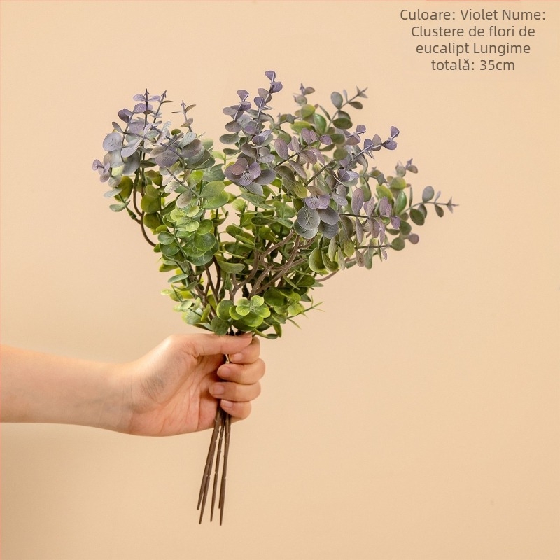Buchet artificial de eucalipt pentru decor acasă și la nuntă, aranjament de perete cu trandafiri