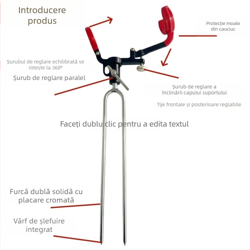 Suport pentru undițe din aliaj de aluminiu, dual pentru pescuit manual și în larg, bază înfigată în sol cu cap rotativ, pliabil