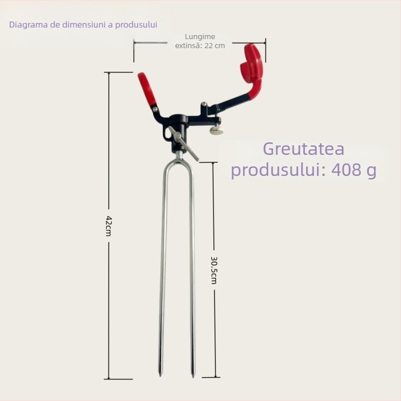 Suport pentru undițe din aliaj de aluminiu, dual pentru pescuit manual și în larg, bază înfigată în sol cu cap rotativ, pliabil