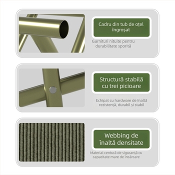 Taburet pliabil mare, robust, portabil pentru antrenament militar și pescuit în aer liber