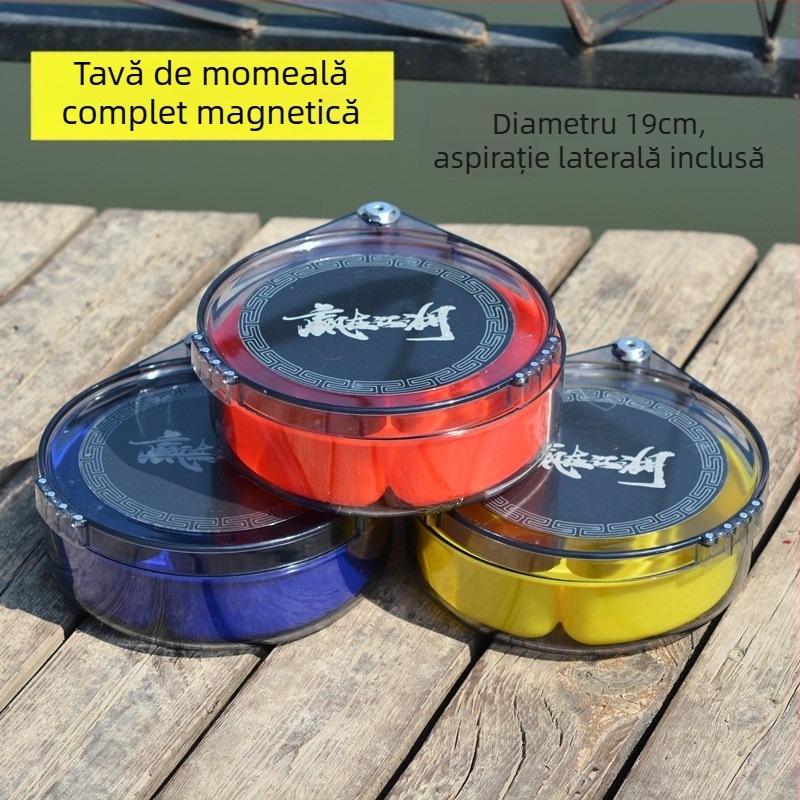 Tavă pentru momeli complet magnetică, dublă utilizare – cutie de pescuit și scaun, design în trei niveluri cu aspirație laterală