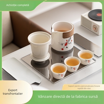 Set portabil de ceai din ceramică pentru exterior cu ustensile de ceai pentru călătoria