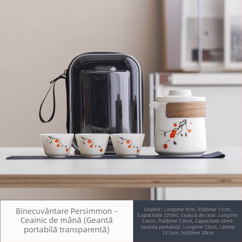 Set portabil de ceai din ceramică pentru exterior cu ustensile de ceai pentru călătoria