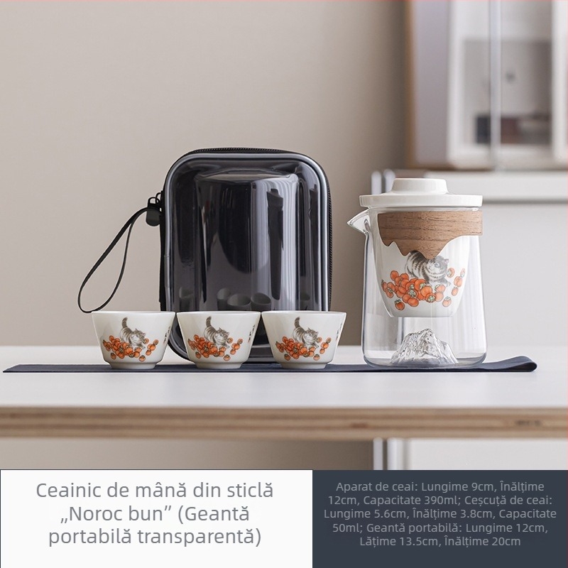 Set portabil de ceai din ceramică pentru exterior cu ustensile de ceai pentru călătoria