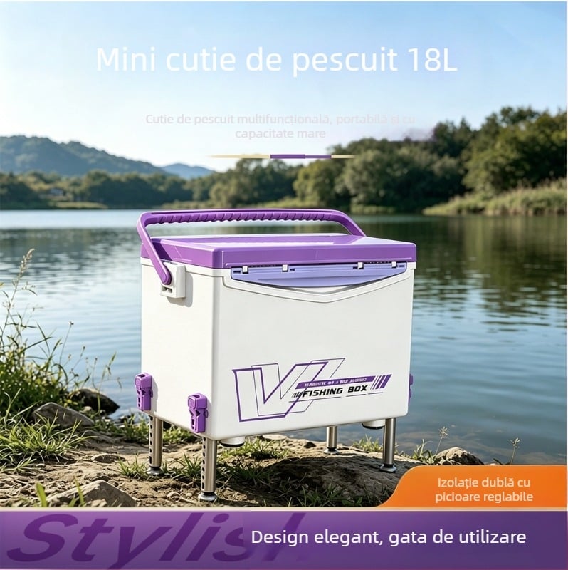 Set cutie de pescuit 18L, mini, cu bază reglabilă pe patru picioare