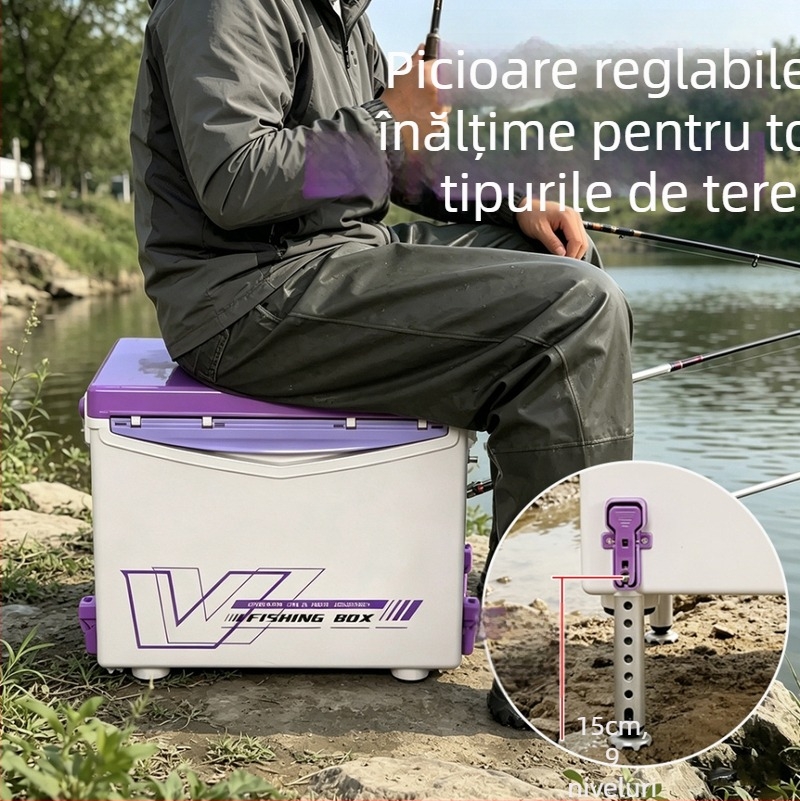 Set cutie de pescuit 18L, mini, cu bază reglabilă pe patru picioare