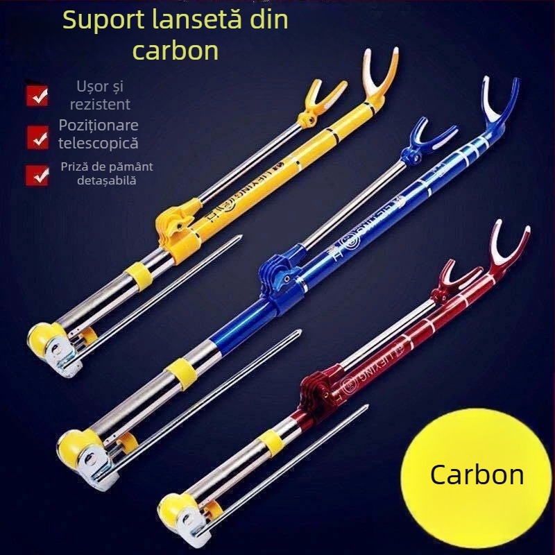 Suport din carbon ultra-ușor pentru cutie și scaun de pescuit, bază de fixare pe sol, suport telescopic pentru bețe, utilizare duală