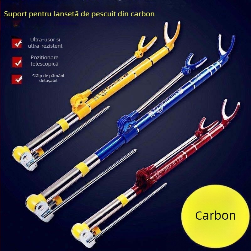 Suport din carbon ultra-ușor pentru cutie și scaun de pescuit, bază de fixare pe sol, suport telescopic pentru bețe, utilizare duală