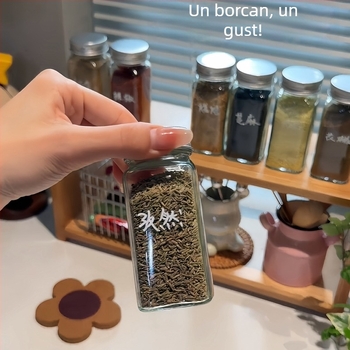 Sticlă de condimente din sticlă, de calitate alimentară, sigilată, rezistentă la umiditate, pentru bucătărie, grătare și camping.
