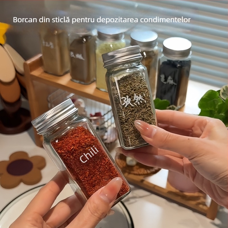 Sticlă de condimente din sticlă, de calitate alimentară, sigilată, rezistentă la umiditate, pentru bucătărie, grătare și camping.