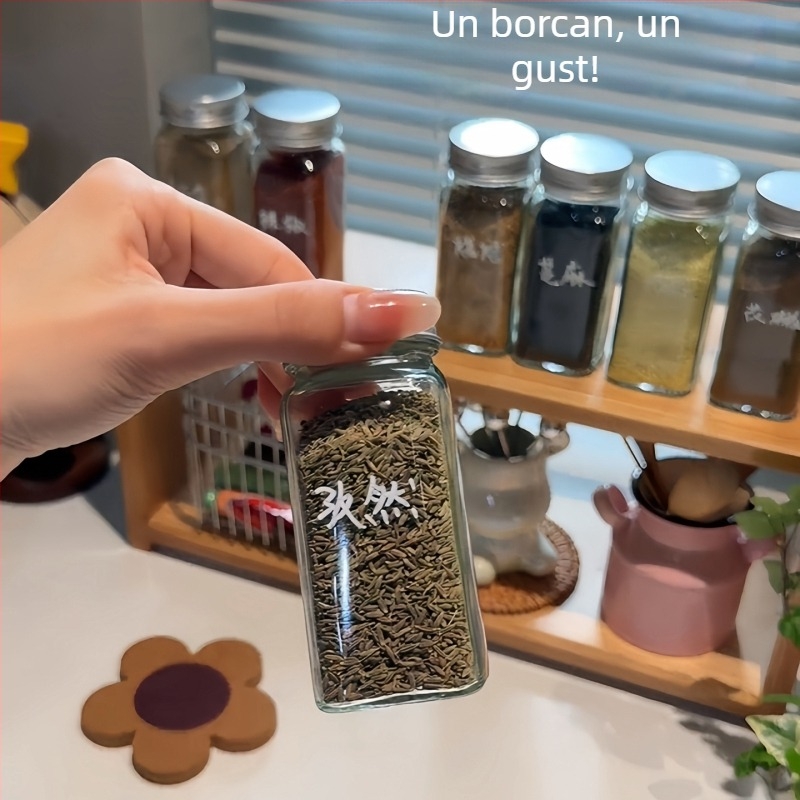 Sticlă de condimente din sticlă, de calitate alimentară, sigilată, rezistentă la umiditate, pentru bucătărie, grătare și camping.