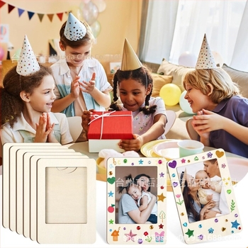 Ramă foto din lemn, magnetică, DIY, neterminată, mini ramă pentru frigider