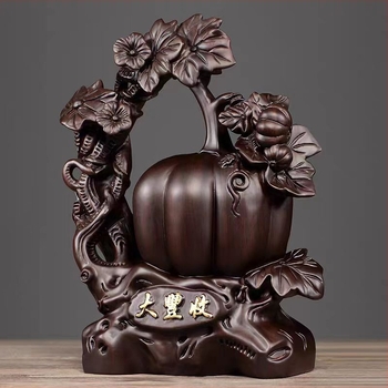 Ornament din lemn de abanos: dovleac de toamnă sculptat, decor pentru living