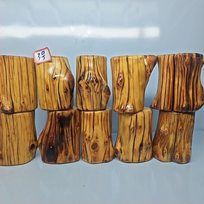 Suport pentru pixuri din lemn Burl Thuja, ornament sculptat din rădăcină, cadou din lemn