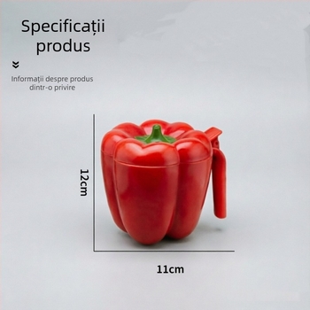 Set de recipiente pentru condimente în formă de ardei: borcănel de sare și sticluță cu chimen pentru depozitare în bucătărie.
