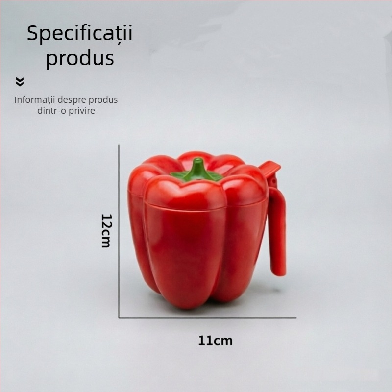 Set de recipiente pentru condimente în formă de ardei: borcănel de sare și sticluță cu chimen pentru depozitare în bucătărie.