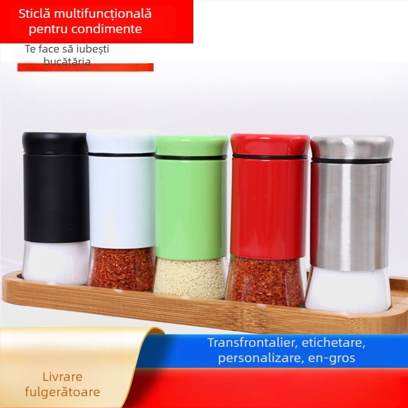 Sticlă de condimente din sticlă cu găuri, 150 ml, portabilă pentru grătar în aer liber și uz casnic