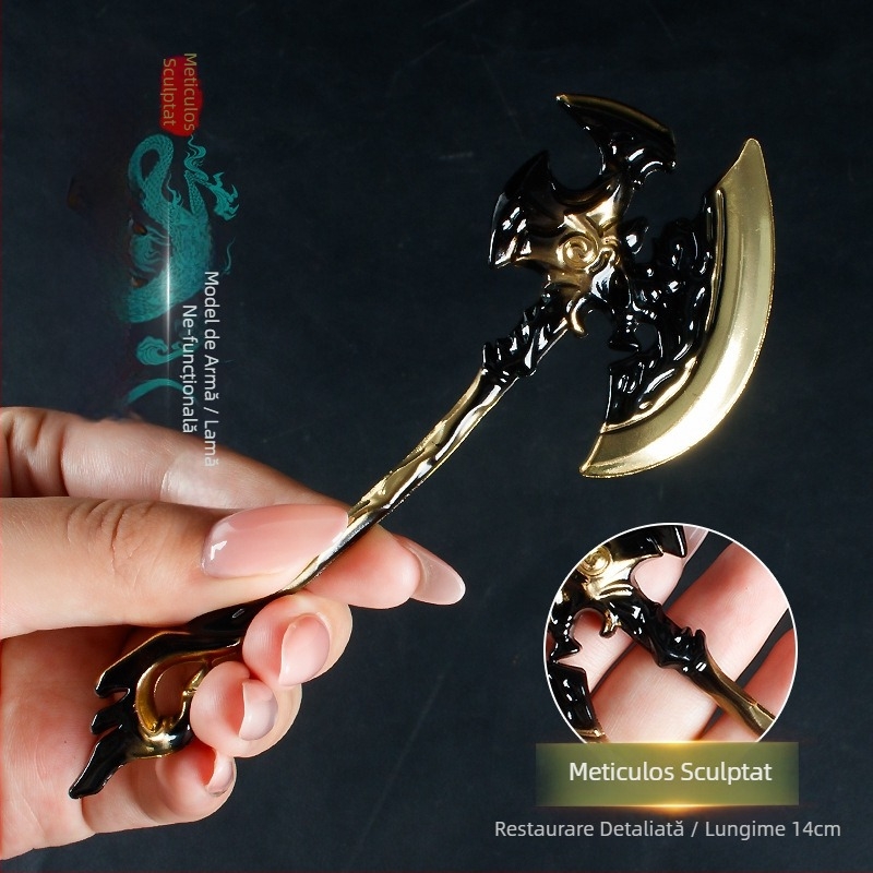 Cap de topor scheletic, 14 cm – model armă din aliaj de zinc